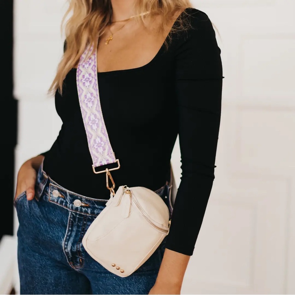 Cream Mini Crossbody Bag with Decorative Strap